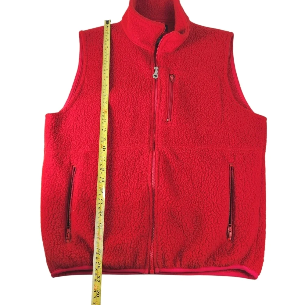 Land's End Men's Vintage Sherpa Fleece Polartec Vest Red Medium 90s Classic